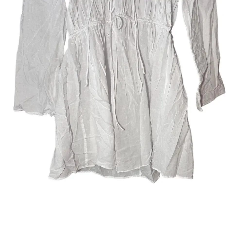 j.crew tiered tie-front dress in beach cotton white ca803 women size xsmall - Picture 6 of 8